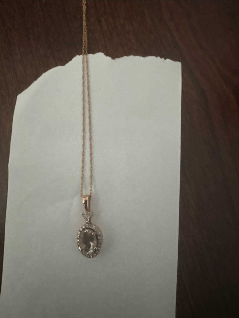 Classic Oval Mossinite Pendant Necklace in Rose Gold